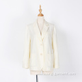 Office Women White Cotton and Hemp Net Suit